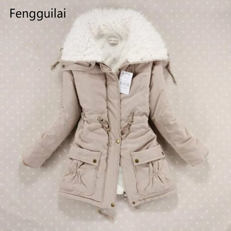 Kopen Nieuwe Winter Jas Vrouwen Slanke Plus Size Uitloper Middellange Gewatteerd Jas Dikke Hooded Katoen Gewatteerd Warm Katoen Parka