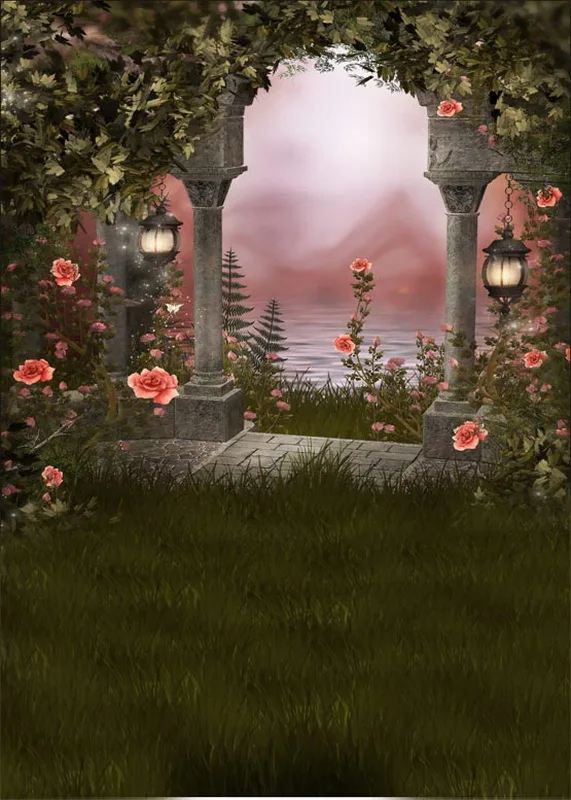 

Anticrease washable polyester fairy land stone building photography backdrop for scenery photographic backgrounds props S-694-A