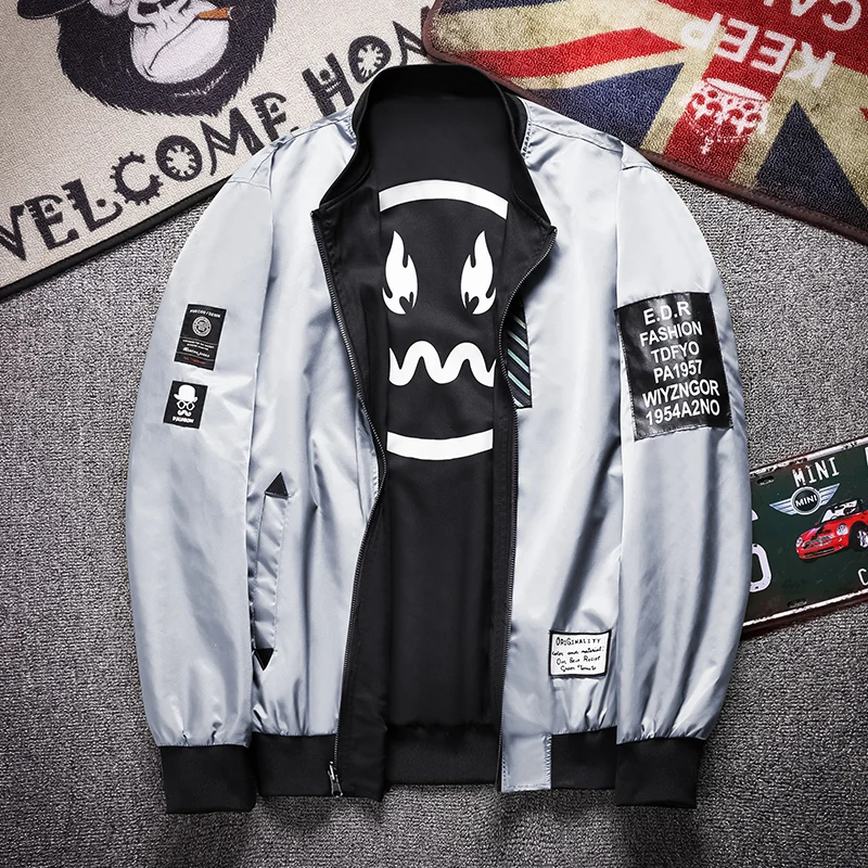 الرجال عكسها سترة 2018 الربيع الخريف جديد عارضة الوجهين البيسبول سترة الرجال عالية الجودة منفذها سترة معطف ل الذكور 13