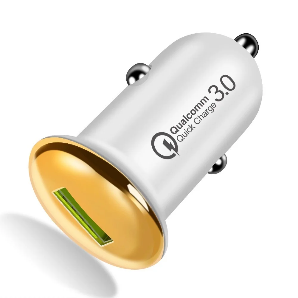 Мини Быстрое QC3.0 QC2.0 USB Автомобильное зарядное устройство для iPhone samsung S9 S10 Plus huawei P30 быстрое зарядное устройство для телефона Автомобильное - Тип штекера: Gold
