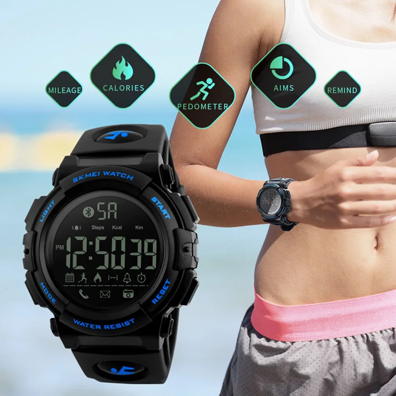 

Trendy Brand SKMEI 1303 Men's Smart Watch Bluetooth Multifunction Calorie Pedometer Military Clock Sports Calories Watch for Man