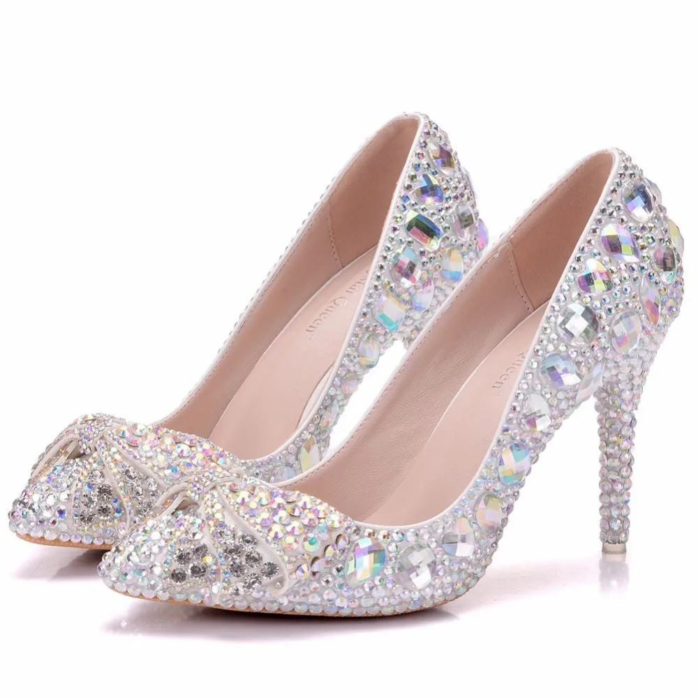 Женские туфли лодочки на высоком каблуке с кристаллами|prom shoes|high heel shoeswedding shoes |