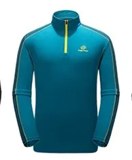 TECTOP Стретч быстросохнущая футболка с длинными рукавами для мужчин женщин половина молнии дышащая куртка Спорт Альпинизм Велосипед Пешие прогулки на открытом воздухе рубашки - Цвет: Man Sea Blue