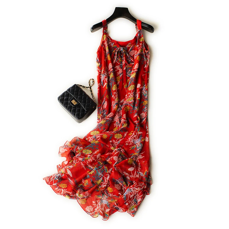 

2018 New Arrival Princess Skirt Beach Seaside Female Bohemia Dress In The Long Floral Chiffon