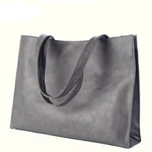 Occident Style LadiesTote Bag 2016 Fashion New Simple Hand Bag Concise Plain Large Bag Retro Nubuck Leather Shoulder Bag