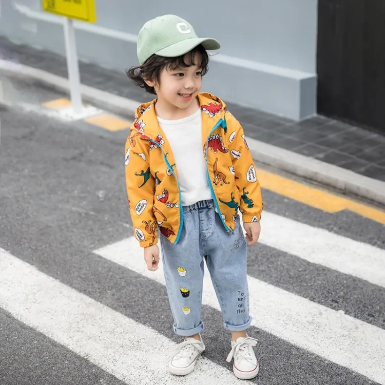 CROAL CHERIE Spring Outerwear Coats Boys Kids Girls Jacket Cute Dinosaur Children Clothing Casual Baby Spring Jacket  (1)