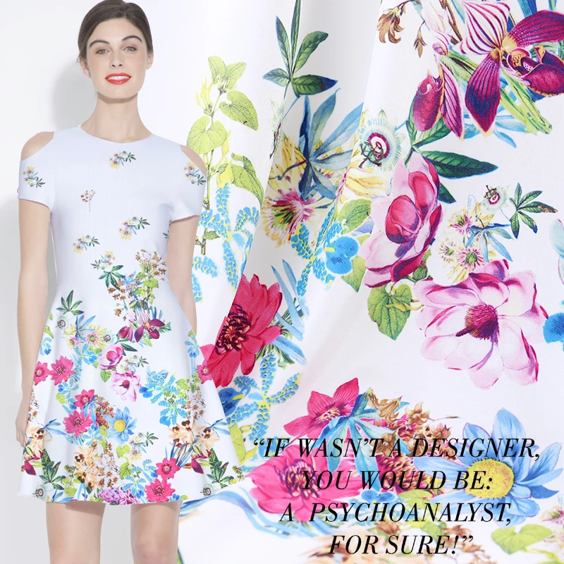 

140cm wide silk stretch fabric heavy 28mm 100 flowers open digital inkjet heavy silk fabric positioning silk fabric