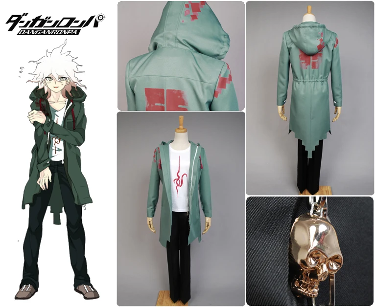 Супер Danganronpa 2 Косплей Костюм Nagito Komaeda Nagito армейская зеленая куртка только Косплей Костюм