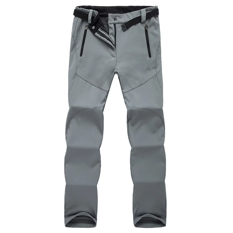 Женские толстые теплые флисовые брюки для рыбалки, кемпинга, походов, катания на лыжах, водонепроницаемые ветрозащитные новые пантолоновые гимнастические брюки - Цвет: Gray