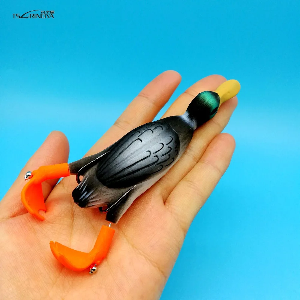TSURINOYA 2 قطعة/الوحدة 2019 جديد الضفدع بطة كبيرة الصيد إغراء 18.5g/100 مللي متر 4 ألوان توبواتر لينة إغراء الدورية قدم رأس الأفعى إغراء