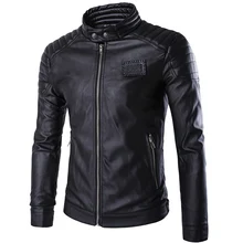 Мужские кожаные куртки и пальто прямые продажи Акция Мода мужская кожаная куртка с воротником для мужчин
