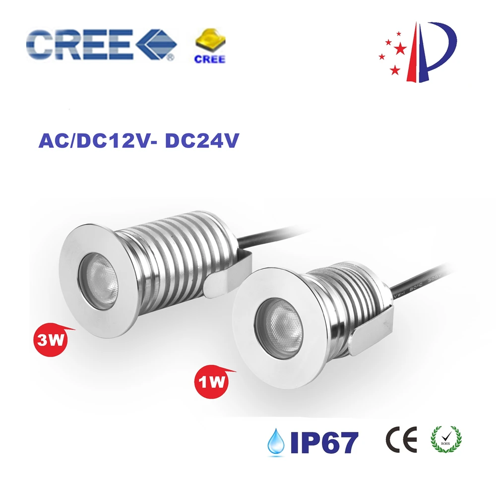 

1W 3W Underground Embed Light With Cree Chip DC12-24V Outdoor IP67 Safety Landscape Paver Lightling Square Ground Lamp 4pcs CE