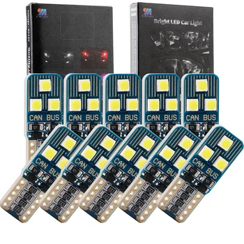 

YM E-Bright NEW 10 PCS T10 3030 6 SMD W5W 194 168 LED Canbus Light NO Error Auto Bulbs DC 12V Car Lights White Nonpolarity 230Lm