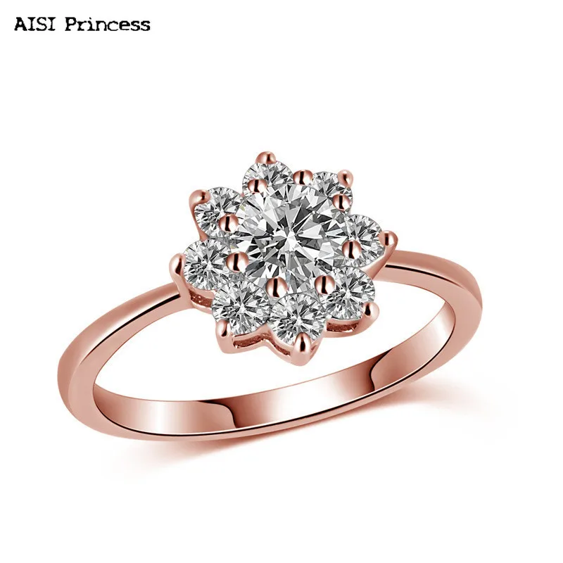 

Explosion Hot Sale Jewelry Sun Flower Zircon Ring White gold Cubic Zirconia Live Zircon Female Ring Jewelry Gift