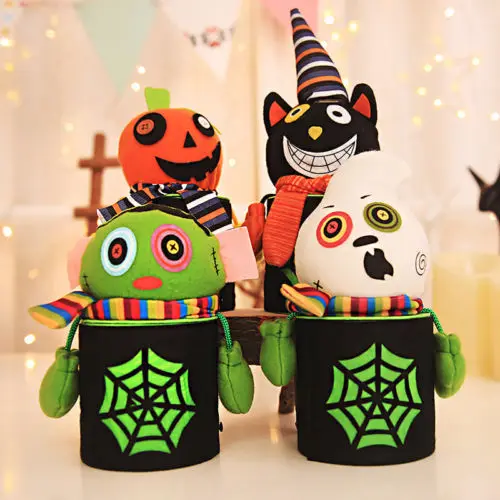

NEW Halloween Gift Candy Jar Plastic Cookie Cans Pumpkin Zombie Ghost Candy Box