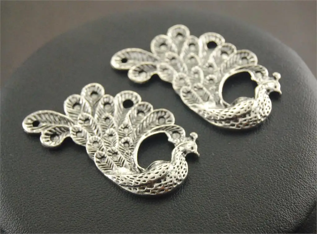 

2pcs Antique Silver Peacock Pendant Charms Jewelry Making DIY Handmade Craft 45x30mm A232