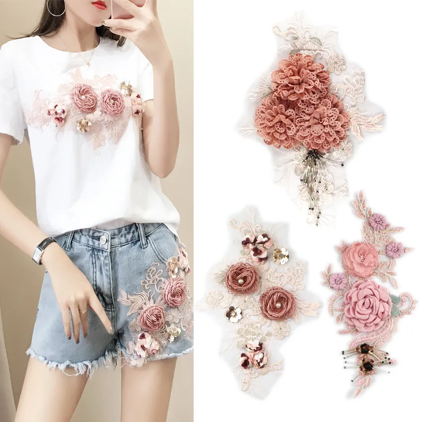 

FFLACELL Lace Bridal Beaded Flowers Embroidery Patches Sticker for Clothes Wedding Decor Dress Sewing Applique Suppliers