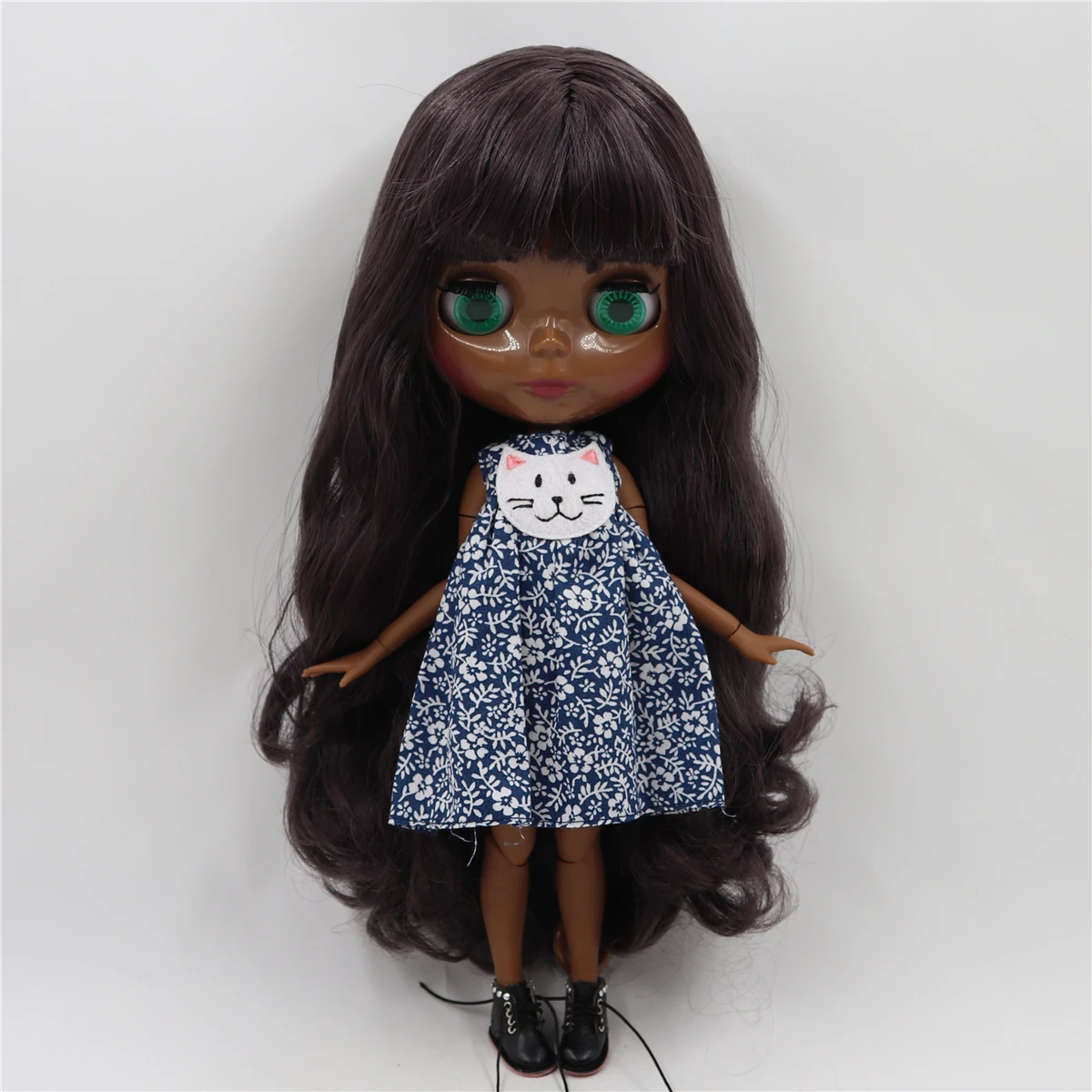 ICY DBS Blyth Doll 1/6 bjd toy super black skin tone deep purple hair joint body 30cm toy anime girls 2