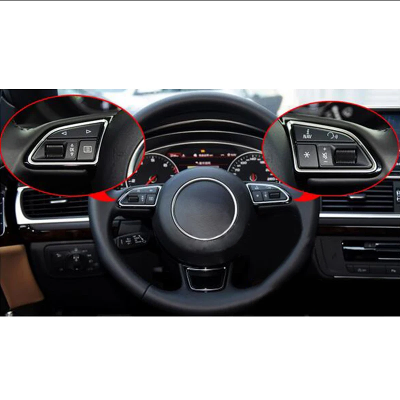 6 шт. Хром ABS кнопки рулевого колеса Блестки Крышка Накладка для Audi A3-& A1 12-15& A6 C7 12-17& A7 12-17