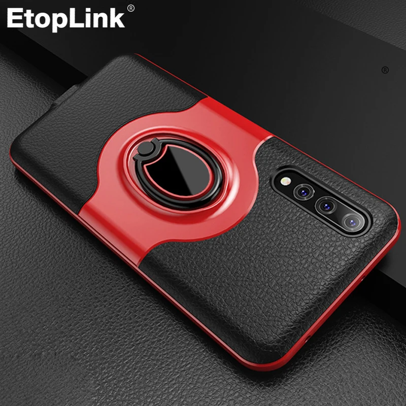 

ETOPLINK For Huawei P20 Pro P20 Lite Shockproof Case Contrast Color Case Ring Bracket Design For phone Men Women Business Cover