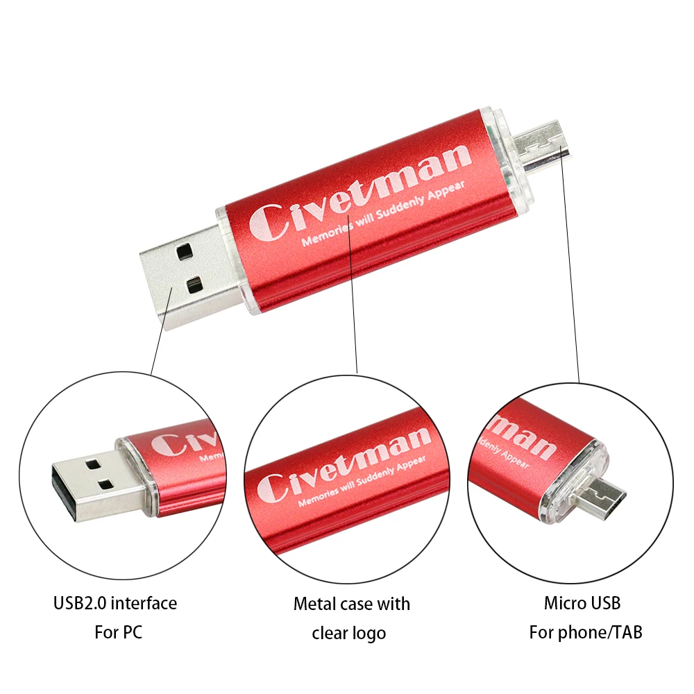 Флеш накопитель Civetman OTG USB 8 ГБ 16 32 64 2 0 двойная мини флешка 128 Pendrive для ПК и