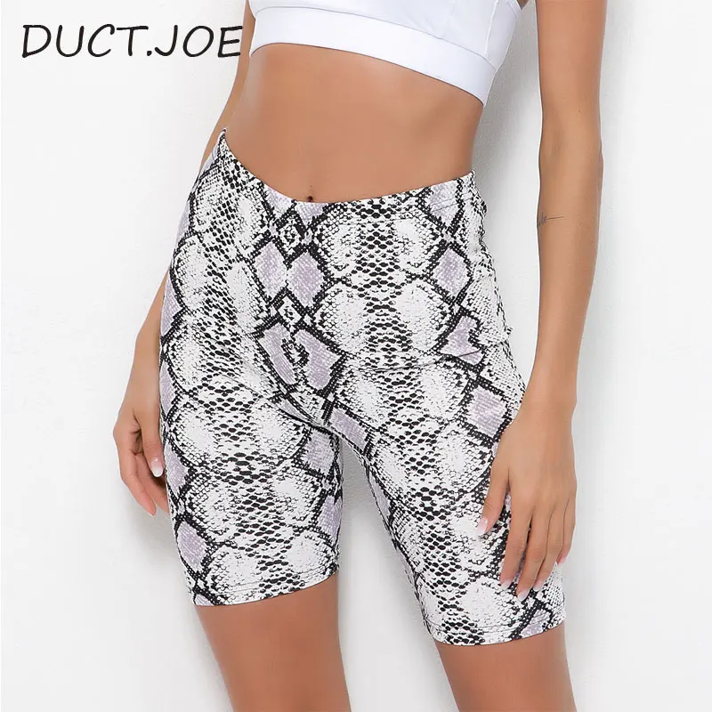 

DUCTJOE New Fashion Shorts For Women Snake Print Shorts Women High Waist Fitness Short Pants Sexy Push Up Casual Shorts Fitness