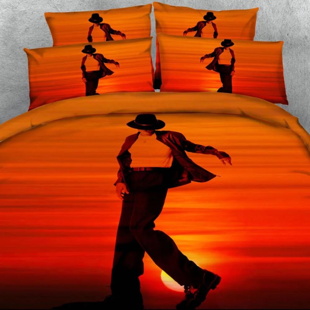 

3 PCS PER SET Michael Jackson Bed sheet Style Dancing 3d Tencel Cotton bedding set luxury 3d bed sheet set