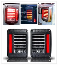 6″x 8″ Pair LED Reverse Brake Tail Lights USA / European Standard Plugs For 07-15 JK WRANGLER Car Light Brake+Park+Signal