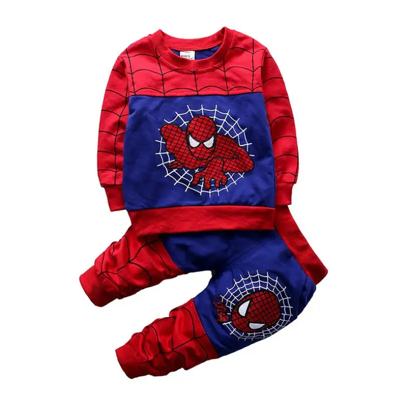 Комплект одежды для маленьких мальчиков и девочек с рисунком Человека-паука; осенний детский спортивный костюм; Одежда для мальчиков; комплект из 3 предметов; Одежда для младенцев