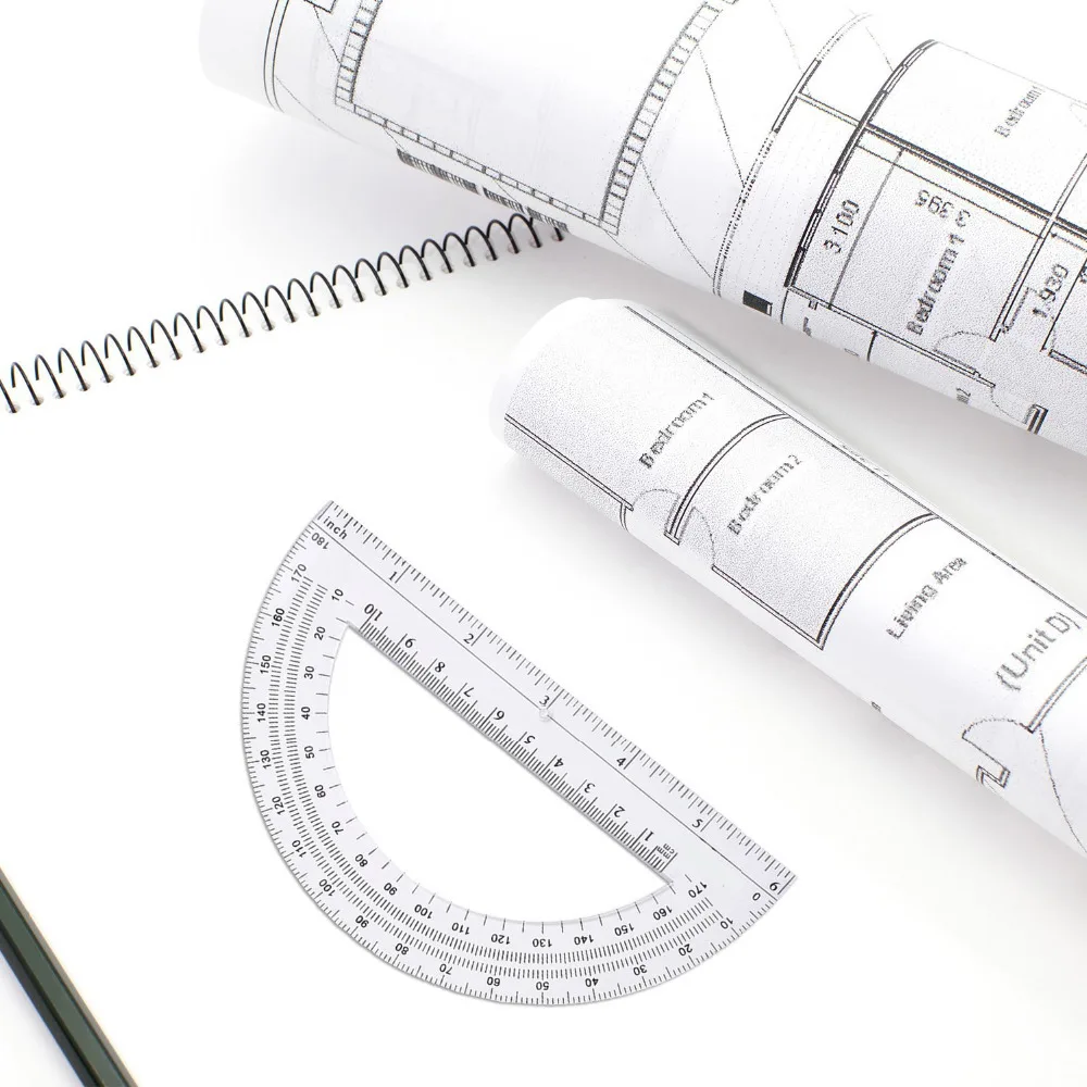 Plastic Protractor Ruler 1 Piece Plastic Protractors 180 Degree 6 Inches Clear