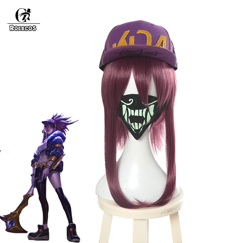 

ROLECOS KDA AKALI Cosplay Hat LoL Akali Cosplay Mask K/DA Unisex Hat Mask for Men Game LoL Headwear