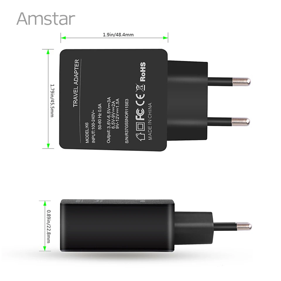 Amstar Быстрая зарядка 3 0 USB настенное зарядное устройство быстрый адаптер питания