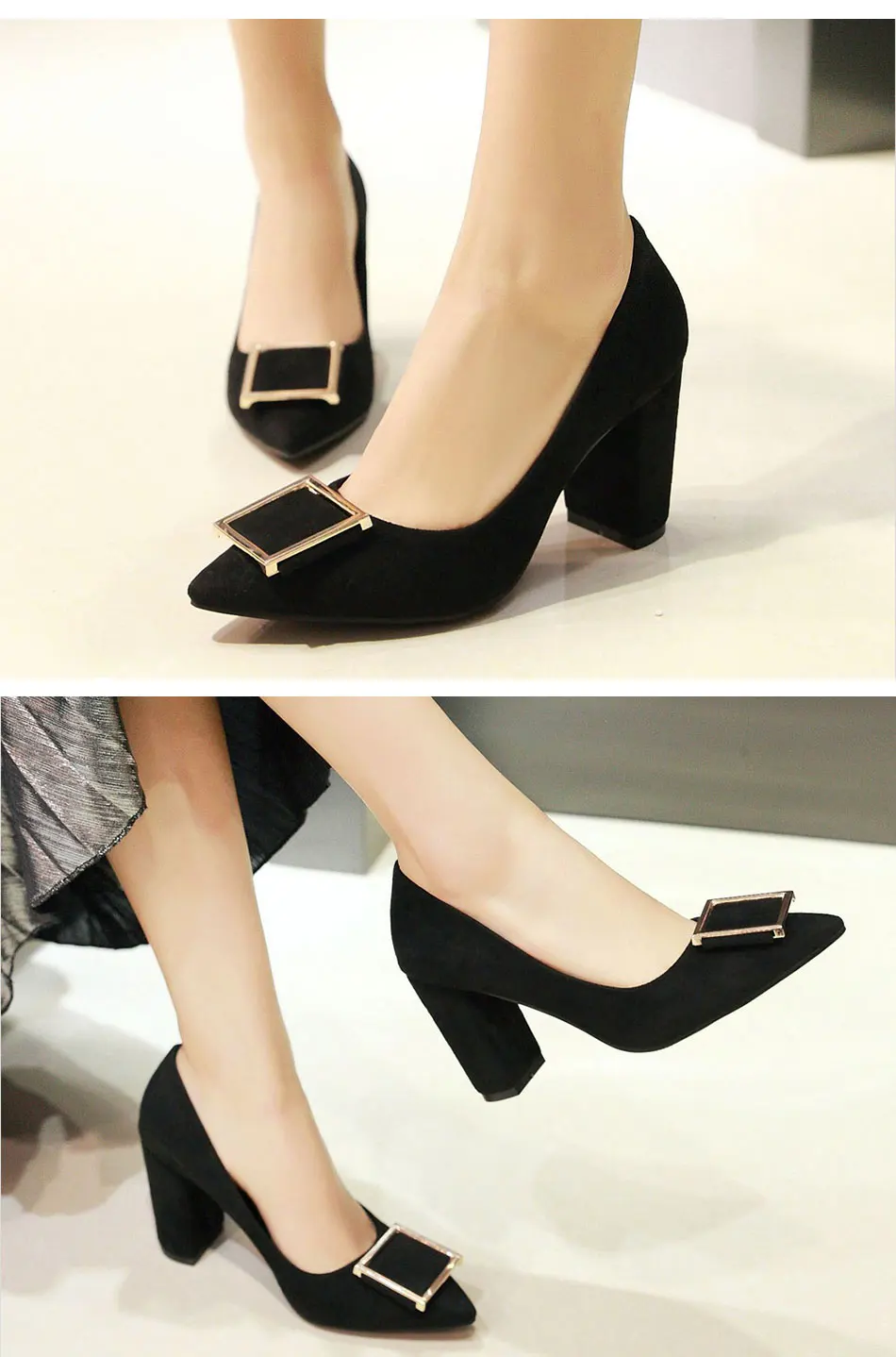 Meotina/обувь на высоком каблуке женские туфли-лодочки обувь для вечеринок модная женская обувь из флока на Высоком толстом каблуке с острым носком серого цвета размера плюс 10, 40, 43