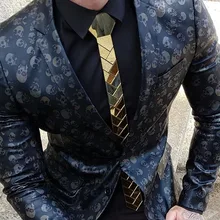 24 К золотой зеркальный узкий галстук оливковая ветка геометрические Свадебные акриловые атласные Галстуки для жениха модный аксессуар 5 см шейный галстук 8 цветов