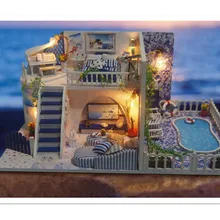 Санторини миниатюрный кукольный домик DIY Деревянные кукольные домики сборные игрушки с мебелью, креативные миниатюрные кукольные домики головоломки игрушки