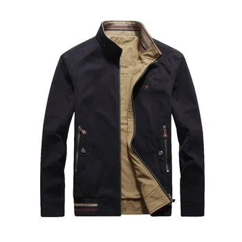 

2019 Spring military Jacket men reversible high quality stand collar middle-aged jackets windbreaker men's bomber jacket 4XL