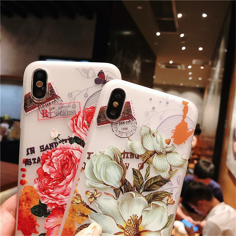 CAPAME Funda For iphone 6 Case 6S 7 8 Plus 5 5S SE Floral Cover TPU Phone Cases For iphone X Case 6 6S 7 8 Xs Max Xr Cover Capa (5)