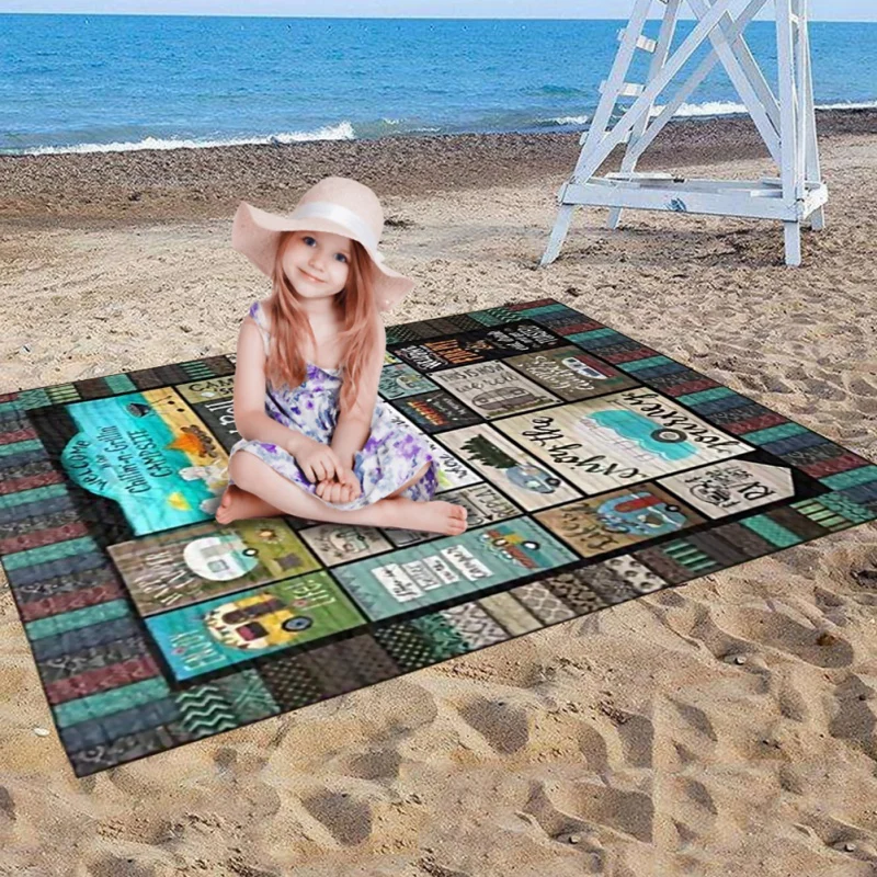 

Thicken Bright Printed Blanket Wrap Blanket Camping Mat Folding Picnic Beach Tent Sleeping Pad Car Sofa Office Yoga Mat