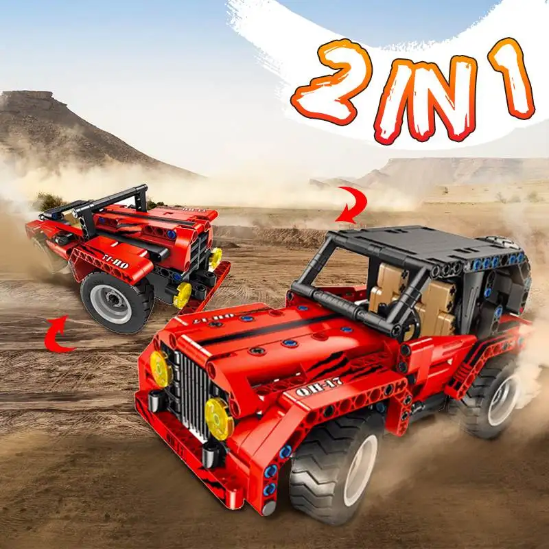 

2 In 1 Remote Control RC Car Building Block Assembly Toys Puzzle Technic Sets DIY Bricks Track Toy For Boy Children Gift