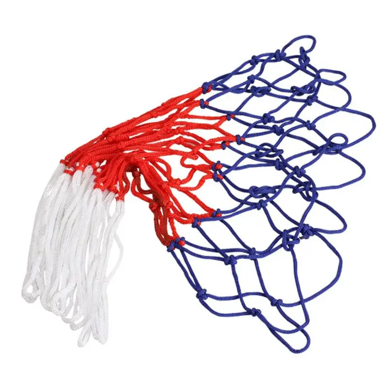 Стандартная нейлоновая баскетбольная сетка, спортивная баскетбольная обруча, сетчатая задняя панель, обод, 12 петель, белый, красный, синий