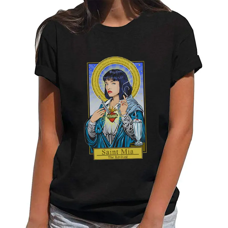 Fashion Pulp Fiction Harajuku Women Clothes 2019 Summer Short Sleeve Chemisier Femme Womens Shirts Harajuku Gothic