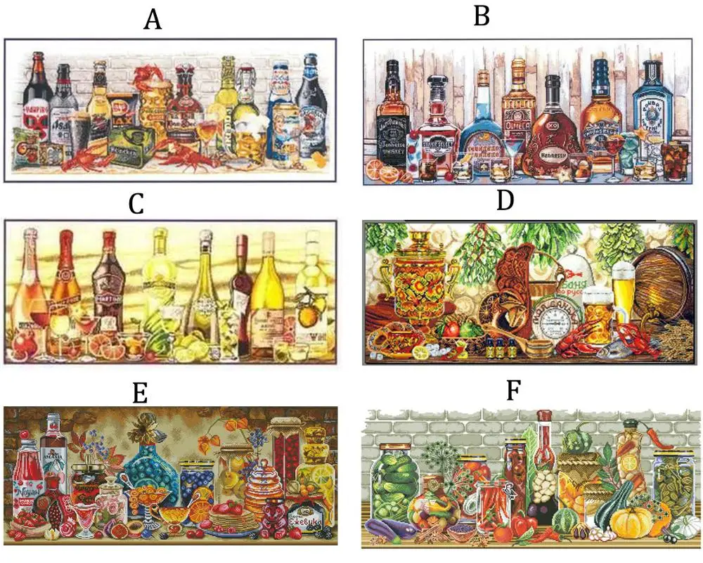 

Counted Cross Stitch Kit Autumn Taste Sparkling Marmalade Wine Beer Cocktail Fruit Food Feast Harvest Jam Preservation, 1 set