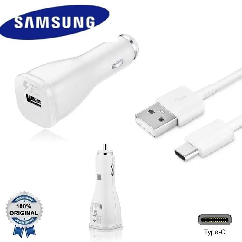 

Original Samsung Adaptive Fast Car Charger USB Quick Adapter 1.2/1.5M Type C Cable For Galaxy S8 S9 Plus Note 8 9 A3 A5 A7 2017
