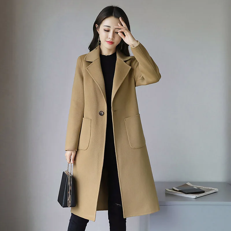 2018 Hot Sale Woman Wool Coat High Quality Winter Jacket Women Slim Woolen Long Cashmere Coats Cardigan Jackets Elegant Blend