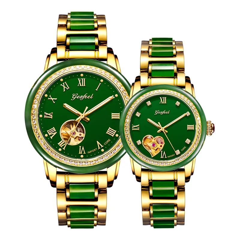 

NEW Couple Watches Woman Watches jade business Men's watches Jade mechanical hollow Top luxury personality creative Female Clock