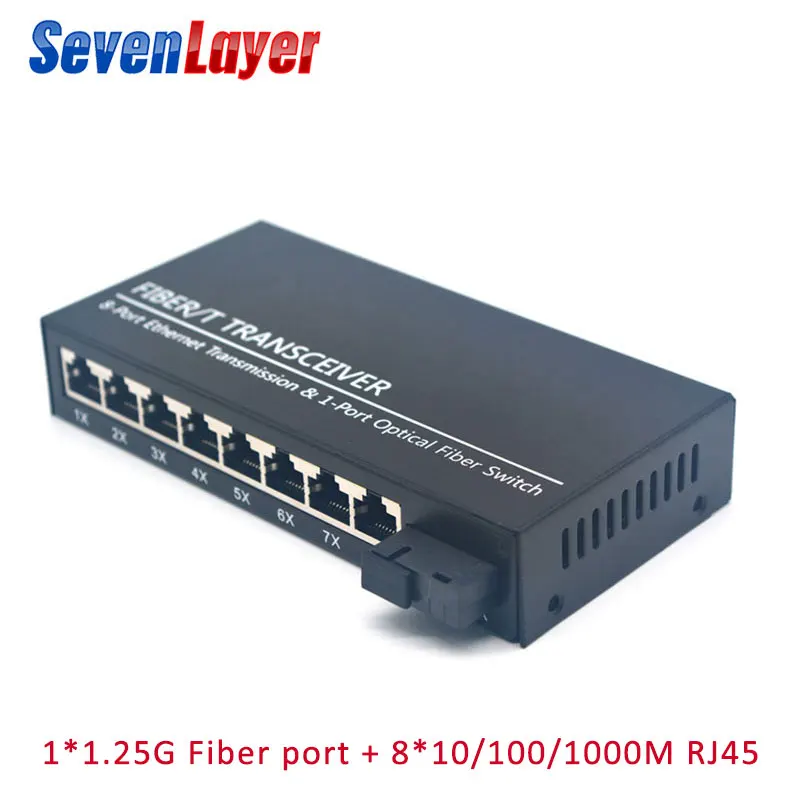 10/100/1000 M оптический Media Converter одиночный режим 8 * RJ45 1 * волоконный порт 1G8E Gigabit Ethernet коммутатор Ethernet