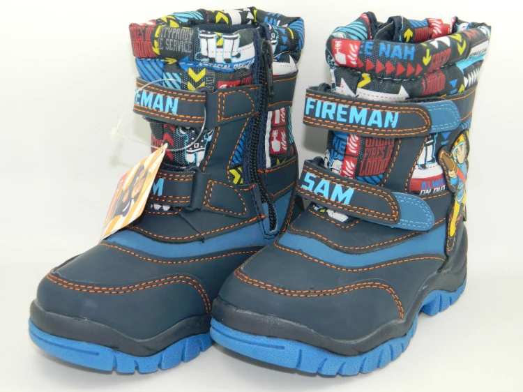 

Fireman sam Winter Waterproof Boys Snow Boots Mid-Calf Children's Shoes Flat Warm Plush Winter Boots for Boys with Wollen Lining
