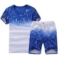 Новый Летний набор Стиль Для мужчин s повседневные спортивной костюм короткий рукав Футболка + Шорты для женщин дышащая мужской набор