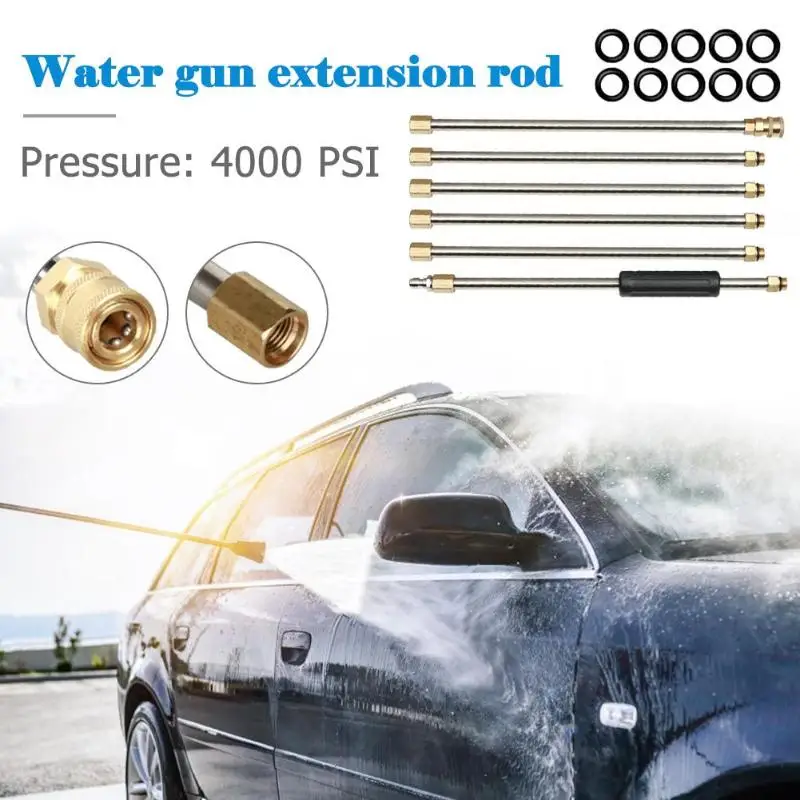 

VODOOL 6pcs 15 in High Pressure Water Pressure Car Wash Water Gun Washer Extension Wand Set 1/4 Quick Connect Lance Accessories