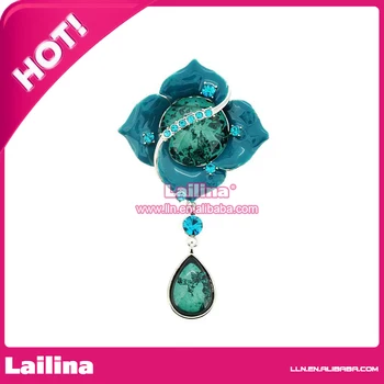 

100pcs/lot Fashion green Flower Green Crystal Rhinestone Brooch Pendant